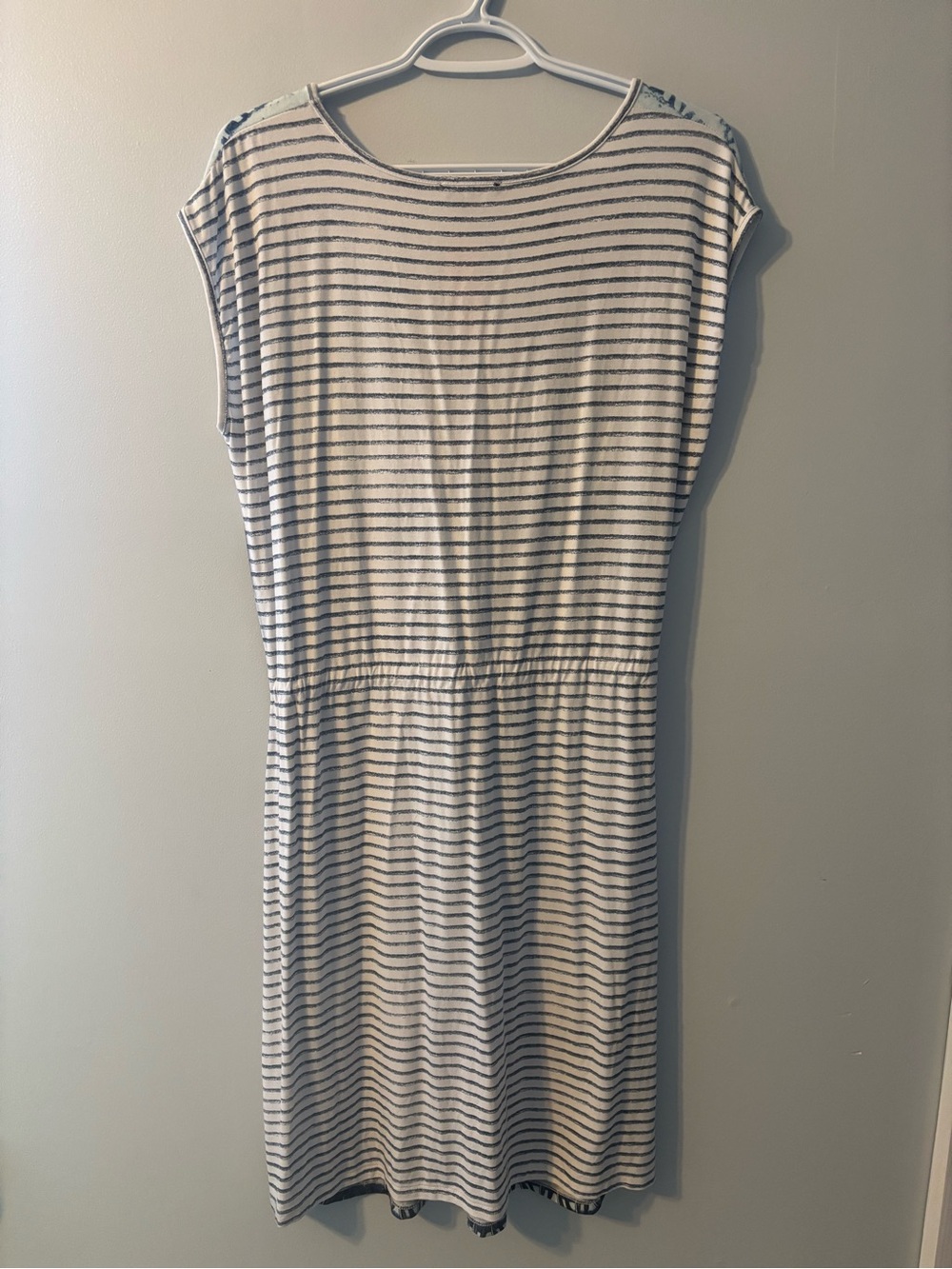 Yest Light Blue Patterned Midi Dress with Drawstring Waist - Picture 5 of 5